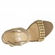 Sandalia de plataforma para mujer con cinturon al tobillo en piel de color beis oscuro con tacon 9 - Tallas disponibles:  42