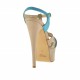 Femme plateforme sandale avec t-courroie en daim beige et bleu clair - Pointures disponibles:  42