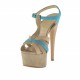 Femme plateforme sandale avec t-courroie en daim beige et bleu clair - Pointures disponibles:  42