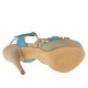 Femme plateforme sandale avec t-courroie en daim beige et bleu clair - Pointures disponibles:  42
