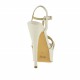 Femme plateforme sandale avec t-courroie en cuir ivoire perlé - Pointures disponibles:  42