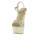 Femme plateforme sandale avec t-courroie en cuir ivoire perlé - Pointures disponibles:  42