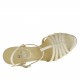 Femme plateforme sandale avec t-courroie en cuir ivoire perlé - Pointures disponibles:  42
