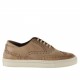 Chaussure derby sportif à lacets avec bout golf pour hommes en cuir taupe