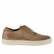 Chaussure sportif à lacets pour hommes en cuir imprimé tressé beige terre 