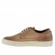 Chaussure sportif à lacets pour hommes en cuir imprimé tressé beige terre  - Pointures disponibles:  36