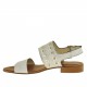 Sandalo da donna con borchie in pelle stampata bianca argento tacco 1 - Misure disponibili: 32
