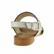 Sandalia para mujer con tachuelas en piel blanco plateado tacon 1 - Tallas disponibles:  32