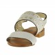 Woman's sandal with studs in white silver leather heel 1 - Available sizes:  32