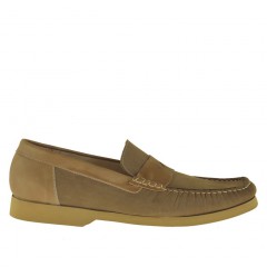 Mocassino sportivo da uomo in nabuk taupe e pelle beige - Misure disponibili: 48, 51