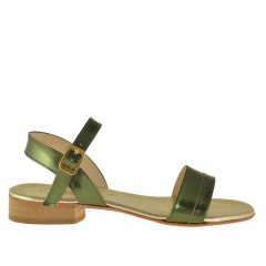 Woman's strap sandal in green patent leather heel 2 - Available sizes:  31