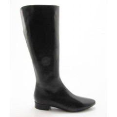 Spitzer Damenstiefel mit Reissverschluss aus schwarzem Leder Absatz 2 - Verfügbare Größen:  32