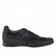 Zapato deportivo con cordones para hombre en gamuza y piel negra - Tallas disponibles:  46, 47