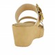 Woman open mules with wedge and platform and buckle in white and beige leather - Available sizes:  42
