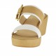 Woman open mules with wedge and platform and buckle in white and beige leather - Available sizes:  42