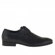 Eleganter Herrenderbyschuh mit Schnürsenkeln aus schwarzem mit Streifen bedrucktem Lackleder - Verfügbare Größen:  36