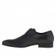 Eleganter Herrenderbyschuh mit Schnürsenkeln aus schwarzem mit Streifen bedrucktem Lackleder - Verfügbare Größen:  36