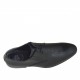Eleganter Herrenderbyschuh mit Schnürsenkeln aus schwarzem mit Streifen bedrucktem Lackleder - Verfügbare Größen:  36