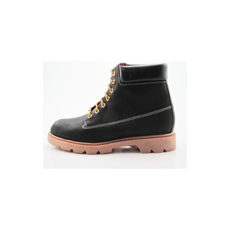 Botin con cordones para hombre en piel negra - Tallas disponibles:  47, 48