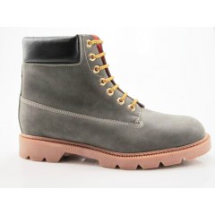 Botin con cordones para hombre en piel de color gris y negro - Tallas disponibles:  47, 48
