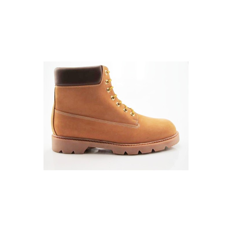 Men's laced ankle boot in ochre and brown leather - Available sizes:  47