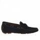 Men's laced car shoe in black suede