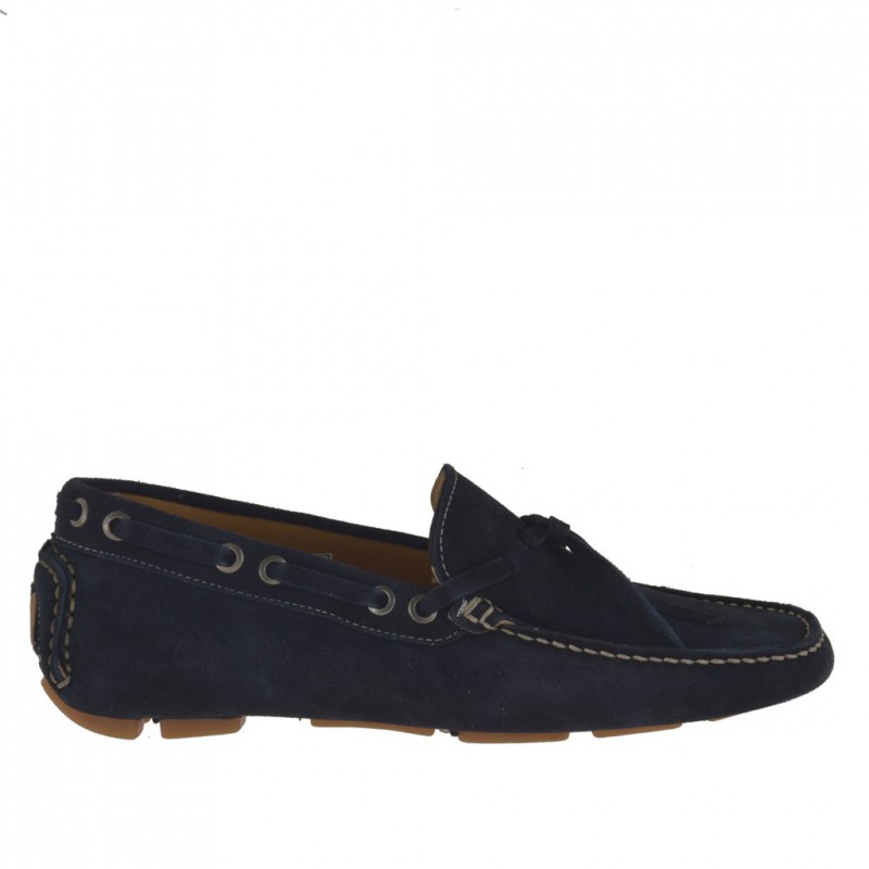 Mocassino da uomo con lacci in camoscio blu - Misure disponibili: 51