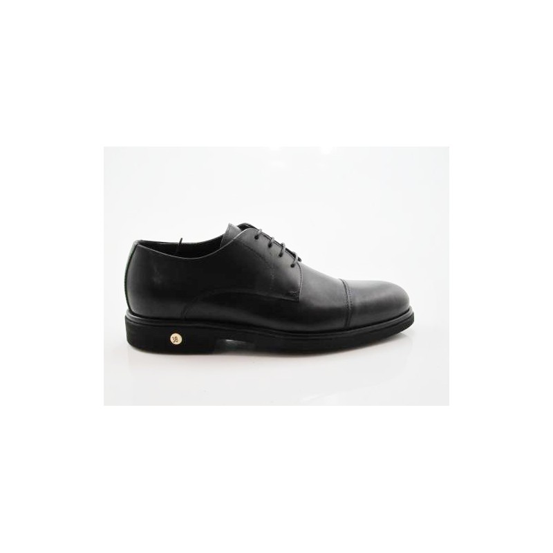 Chaussure à lacets et bout droit pour hommes en cuir noir - Pointures disponibles:  50, 51