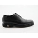 Laced men's shoe with captoe in black leather