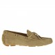 Men's laced car shoe in beige suede