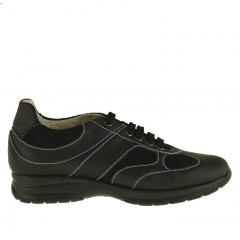 Scarpa da uomo stringata sportiva in pelle e camoscio nero - Misure disponibili: 36, 37