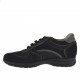 Chaussure sportif à lacets en daim et tissu noir et cuir taupe - Pointures disponibles:  36