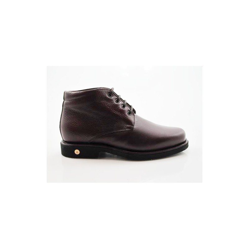 Zapato alto al tobillo con cordones para hombre en piel granate - Tallas disponibles:  47