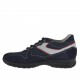 Zapato deportivo con cordones para hombre en gamuza y tejido azul oscuro y piel blanca y roja - Tallas disponibles:  36, 37