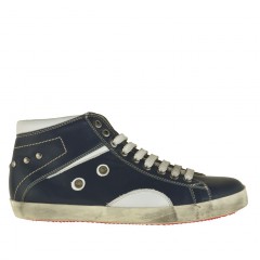 Scarpa stringata casual da uomo in pelle blu e bianca - Misure disponibili: 36, 46