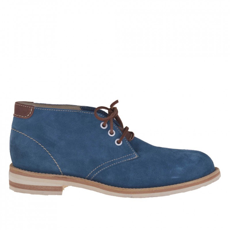 Zapato deportivo para hombre alto al tobillo en gamuza turquesa - Tallas disponibles:  46, 52