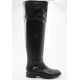 Kniehoher Damenstiefel aus schwarzem Leder mit Reissverschluss und Schnalle Absatz 2