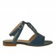 Woman's sandal with anklestrap and rhinestones in blue leather heel 1