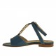 Woman's sandal with anklestrap and rhinestones in blue leather heel 1 - Available sizes:  32