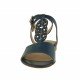 Woman's sandal with anklestrap and rhinestones in blue leather heel 1 - Available sizes:  32