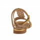 Sandalia con cinturon al tobillo y estrases para mujer en piel de color oro tacon 1 - Tallas disponibles:  32