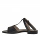 Sandalia con cinturon al tobillo y estrases para mujer en charol negro tacon 1 - Tallas disponibles:  32