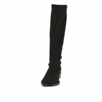 Woman boot in black elastic fabric heel 3 - Available sizes:  31