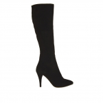 Stivale da donna in camoscio nero con cerniera tacco 9 - Misure disponibili: 31, 42