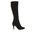 Woman's boot with zipper in black suede heel 9