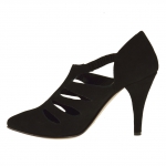 Zapato cerrado para mujer con elasticos en gamuza negra tacon 9 - Tallas disponibles:  42