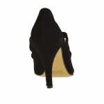 Chaussure avec elastiques pour femmes en daim noir talon 9  - Pointures disponibles:  42
