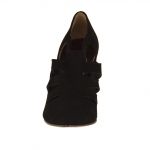 Chaussure avec elastiques pour femmes en daim noir talon 9  - Pointures disponibles:  42