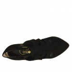 Chaussure avec elastiques pour femmes en daim noir talon 9  - Pointures disponibles:  42