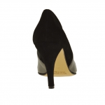 Cheville-haut chaussure à bout pointu en daim noir et cuir noir et gris métal talon 9 - Pointures disponibles:  42, 43